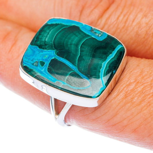 Large Premium Malachite In Chrysocolla Ring Size 8.75 (.925 Sterling Silver)