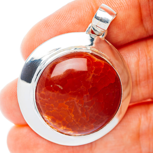 Premium Fire Crab Agate Pendant 1 5/8" (.925 Sterling Silver)