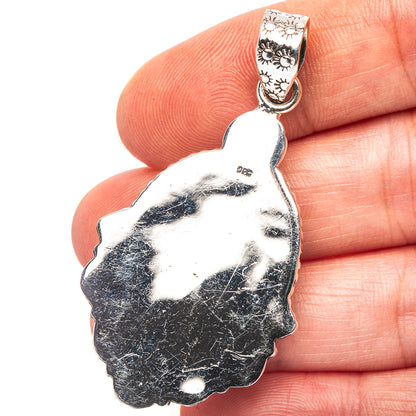 Exclusive Southwestern Style Hubei Turquoise Pendant 2 1/8" (.925 Sterling Silver)