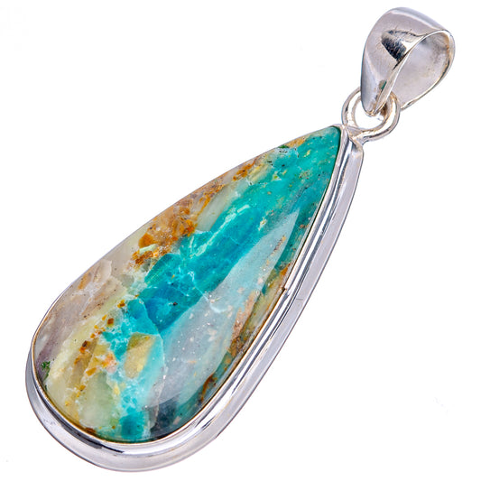Teardrop opal pendant .925 sterling silver bail, bright turquoise oval stone in bezel