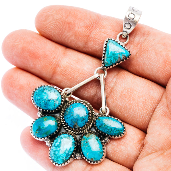 Rare Ithaca Peak Turquoise Pendant 2 3/4" (.925 Sterling Silver)