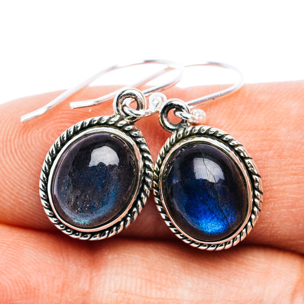 Labradorite Earrings 1 1/4" (.925 Sterling Silver)