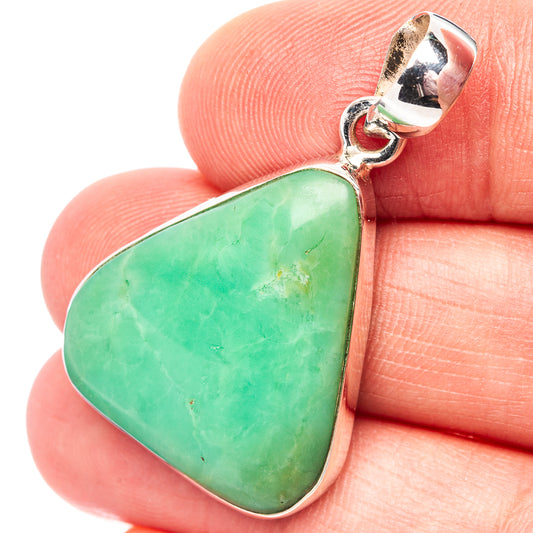 925 sterling silver variscite pendant with green triangular gemstone and loop bail