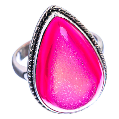 Large Pink Agate Druzy Ring Size 10.5 (925 Sterling Silver) R142505