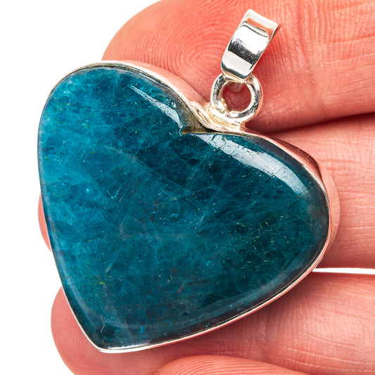 Apatite Heart Pendant 1 1/2" (.925 Sterling Silver)