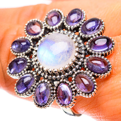 Large Rainbow Moonstone, Tanzanite Ring Size 9.25 (925 Sterling Silver) RING137962