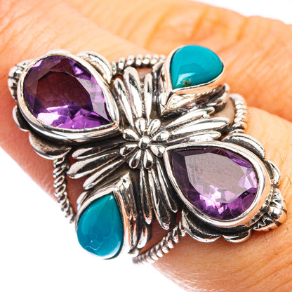 Large Amethyst, Sleeping Beauty Turquoise Ring Size 6.75 (925 Sterling Silver) R143023