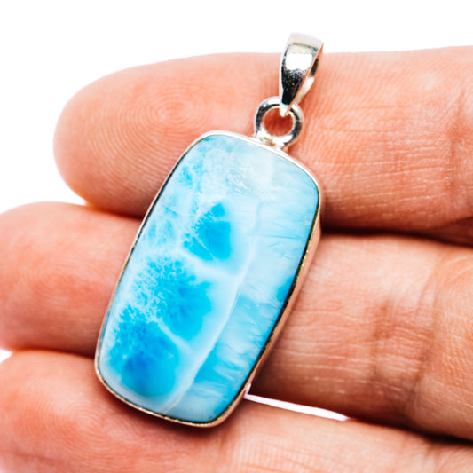 Larimar Pendant 1 1/2" (.925 Sterling Silver)