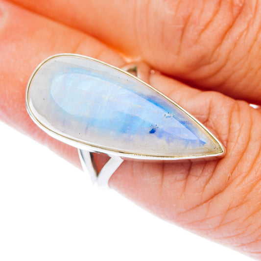 Large Premium Rainbow Moonstone Ring Size 6.5 (.925 Sterling Silver)