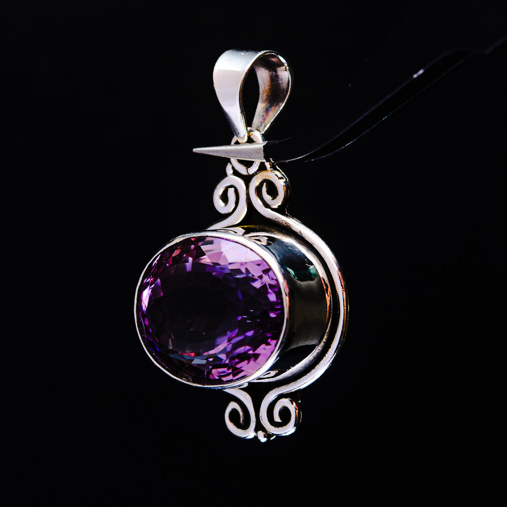 18.62ct Faceted Brazilian Amethyst Pendant 1 5/8" (.925 Sterling Silver)