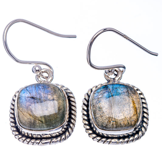 Labradorite drop earrings in .925 sterling silver with oval labradorite stone, teardrop hooks
