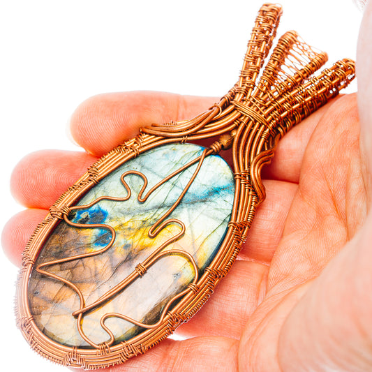 Spectrolite Wire Wrap Pendant 3 3/4" (Copper)