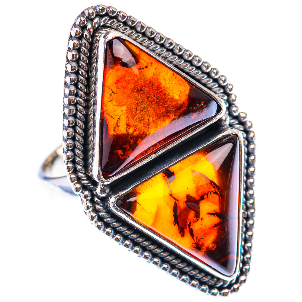 Large Baltic Amber Ring Size 9 (925 Sterling Silver) RING140005