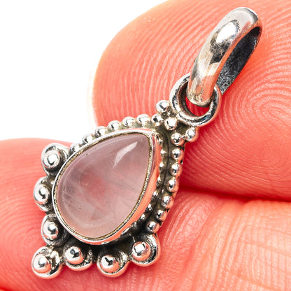 Dainty Rose Quartz Pendant 7/8" (.925 Sterling Silver)