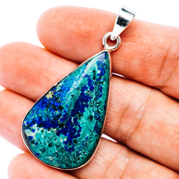 Large Premium Bluebird Azurite Pendant 2" (.925 Sterling Silver)