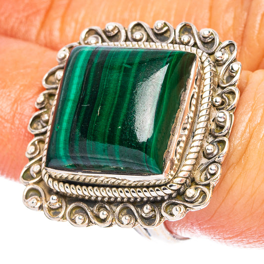 Large Malachite 925 Sterling Silver Ring Size 7 (925 Sterling Silver) R6363