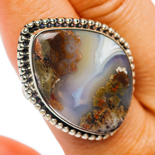 Indonedian Plume Agate Ring Size 8.75 (German Silver)