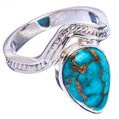 925 sterling silver turquoise ring with ornate band and oval stone, side view