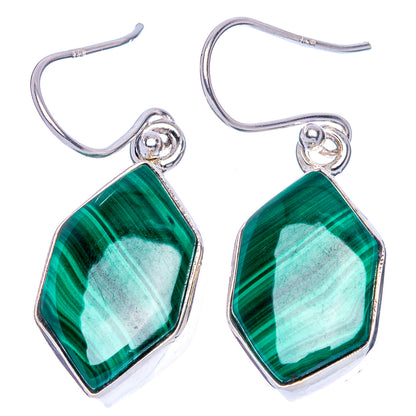 Malachite Earrings 1 3/8" (925 Sterling Silver) E1134