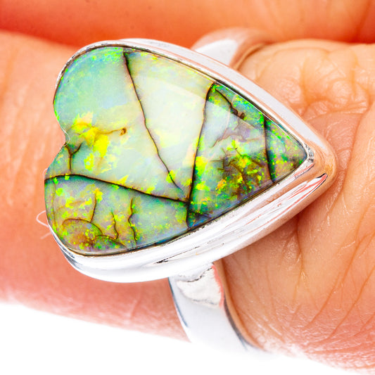 Rare Sterling Opal Heart Ring Size 6.25 (925 Sterling Silver) R2236