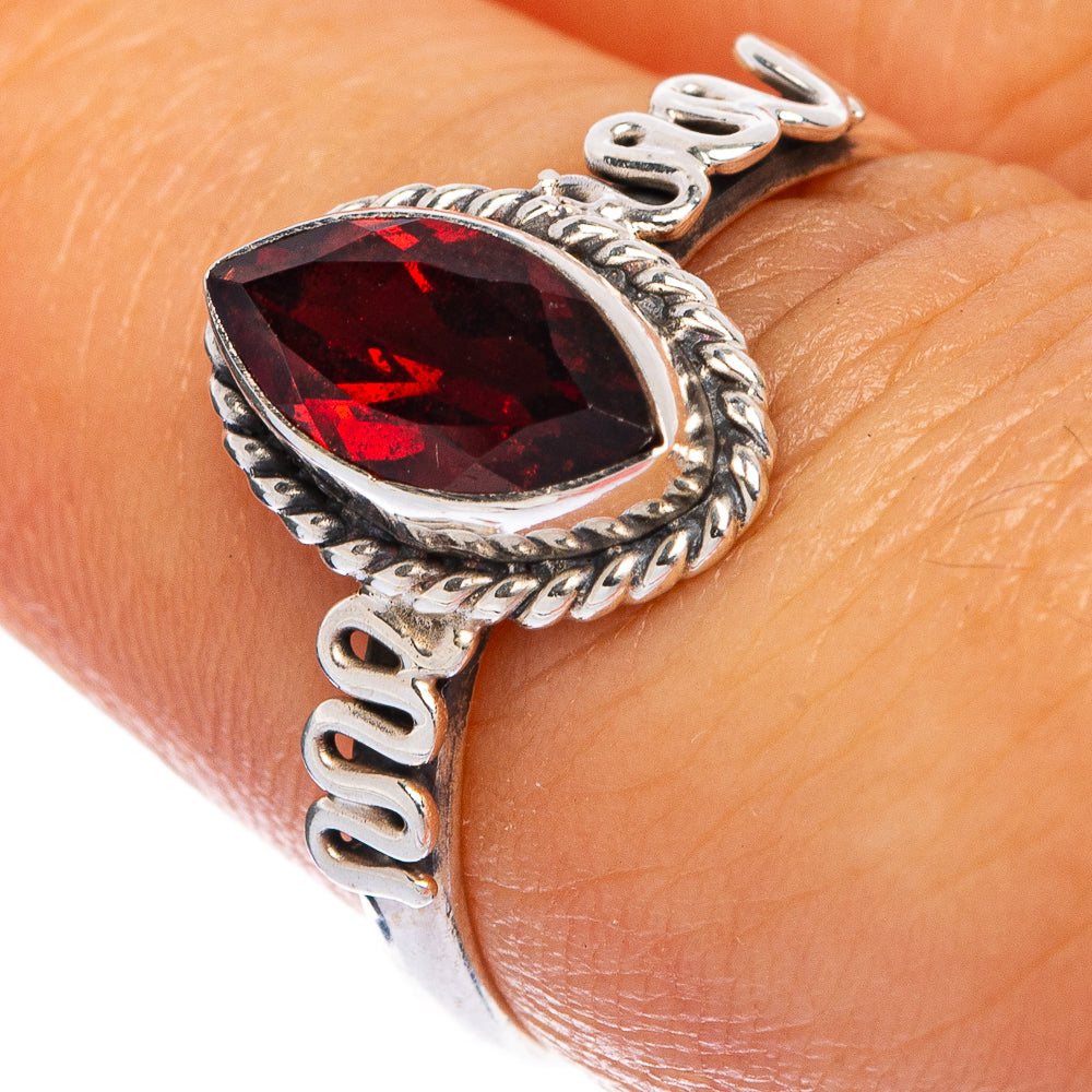 Garnet Dainty Ring Size 7.25 (925 Sterling Silver) R145444