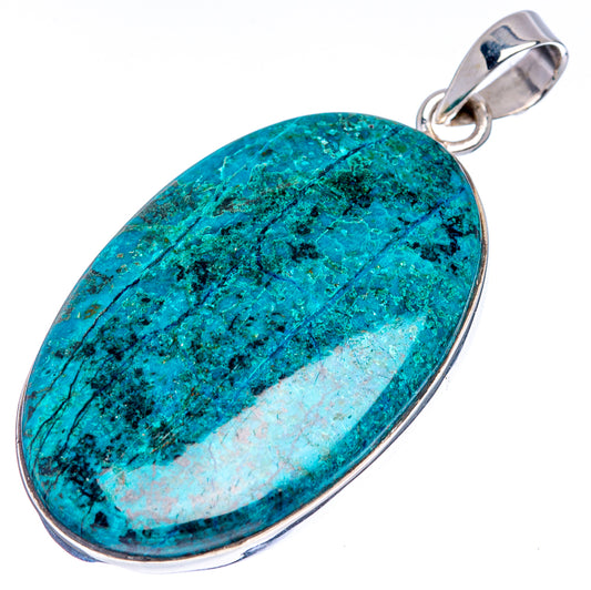 Premium Chrysocolla Pendant 1 7/8" (.925 Sterling Silver)