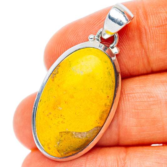 Bumblebee Jasper Pendant 1 3/8" (.925 Sterling Silver)
