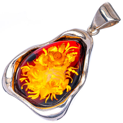 Ana Silver Co Baltic Amber Cameo Pendant 2 1/8" (925 Sterlnig Silver)