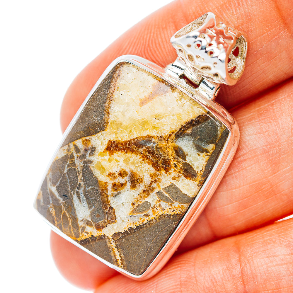 Septarian Nodule Pendant 1 3/8" (.925 Sterling Silver)