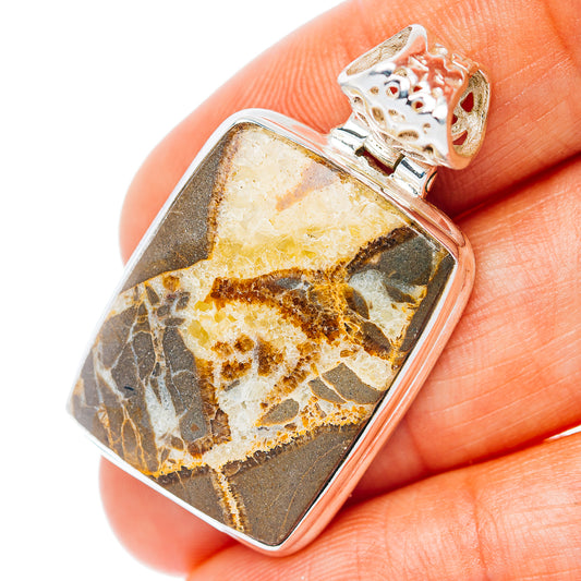 Septarian Nodule Pendant 1 3/8" (.925 Sterling Silver)