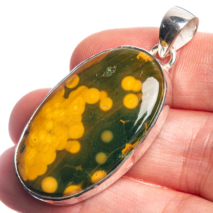 Ocean Jasper 925 Sterling Silver Pendant 1 7/8"