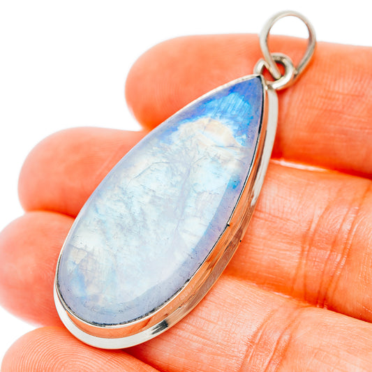 Rainbow Moonstone Pendant 2" (German Silver)