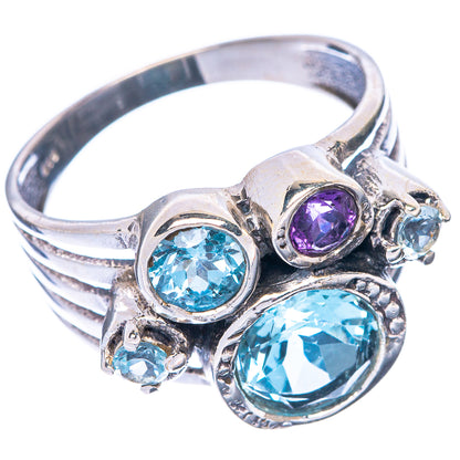 Blue Topaz, Amethyst Ring Size 9 (925 Sterling Silver) R1470