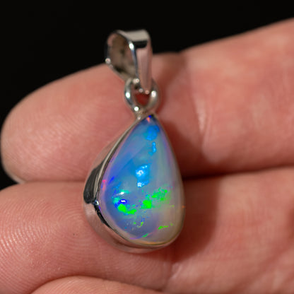 Premium Ethiopian Water Opal Pendant 1 1/8" (.925 Sterling Silver)