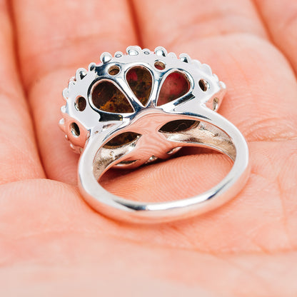 Exclusive Red Dahlia Mohave Turquoise Ring Size 7 (.925 Sterling Silver)