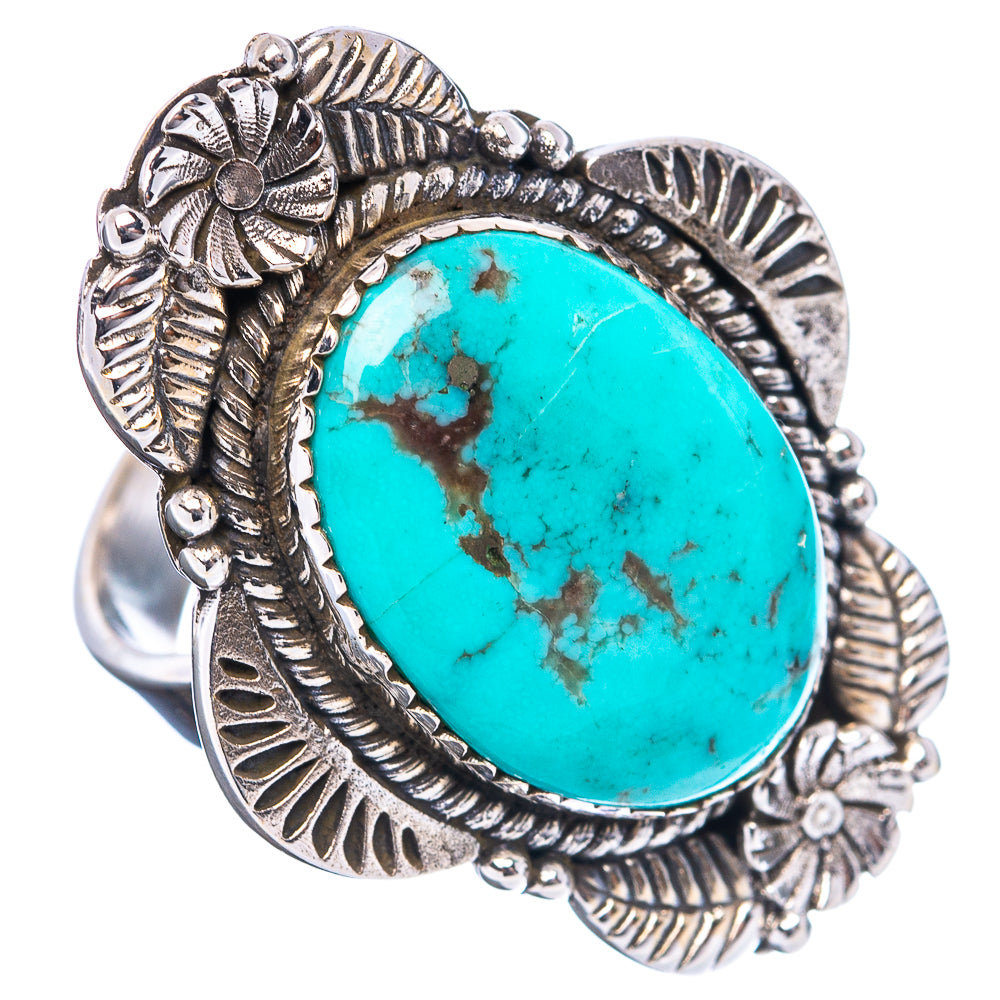 Exclusive Kingman Turquoise Ring Size 8 Adjustable (.925 Sterling Silver)