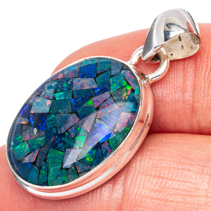 Rare Triplet Opal Pendant 1 1/4" (925 Sterling Silver) P41381