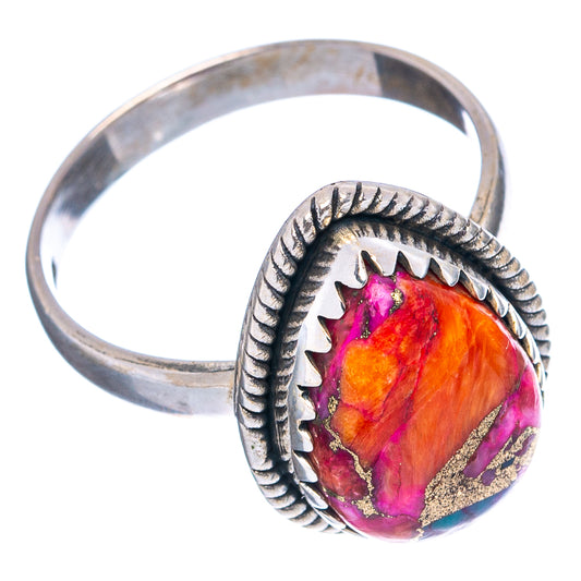 Sterling silver band ring with textured rope bezel and teardrop multicolor gemstone