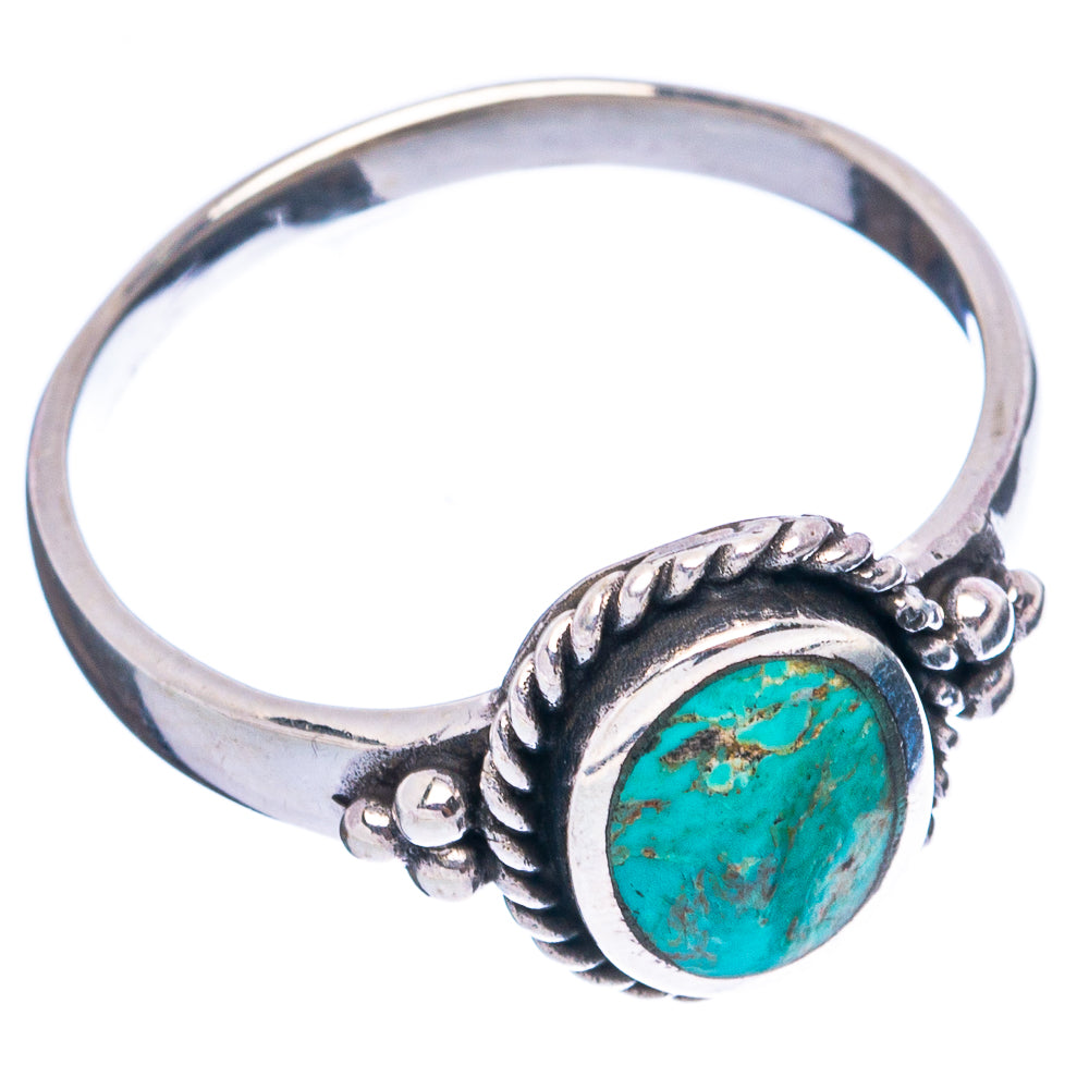 925 sterling silver ring with oval turquoise cabochon and braided side accents, size 9.5