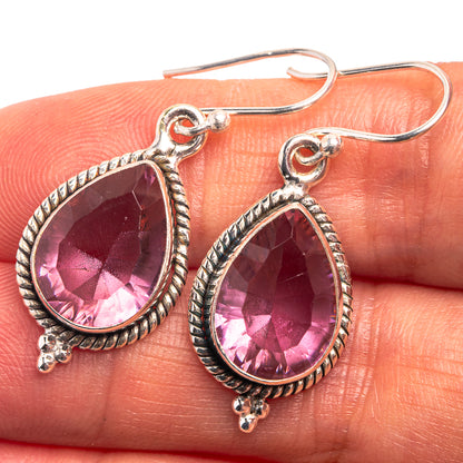 Faceted Alexandrite (Lab.) Earrings 1 3/8" (925 Sterling Silver) E432396