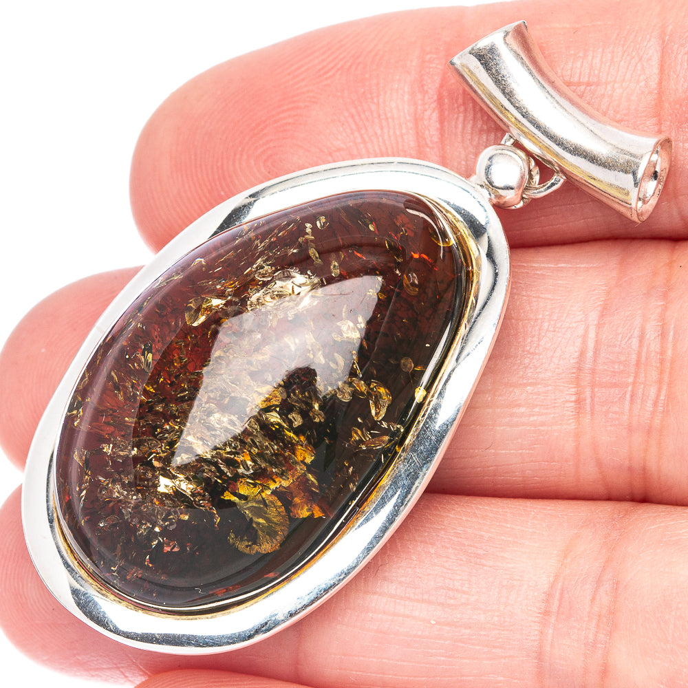 Ana Silver Co Baltic Amber Pendant 1 3/4" (925 Sterlnig Silver)