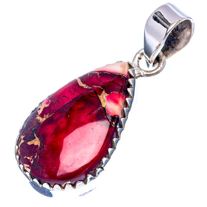 Red Dahlia Mohave Turquoise Pendant 1 3/8" (.925 Sterling Silver)