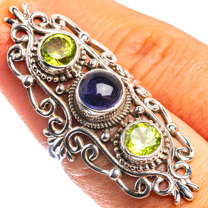 Large Tanzanite, Peridot 925 Sterling Silver Ring Size 7
