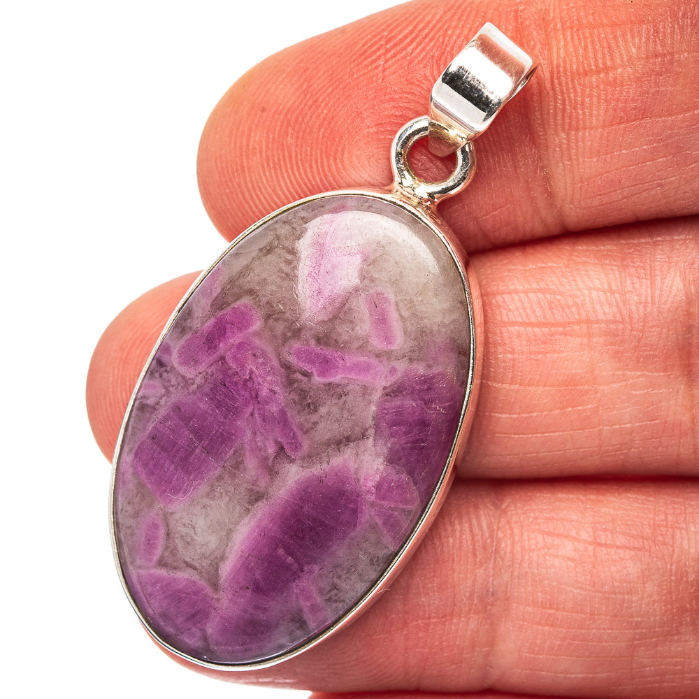Ruby in Quartz Pendant 1 3/4" (.925 Sterling Silver)
