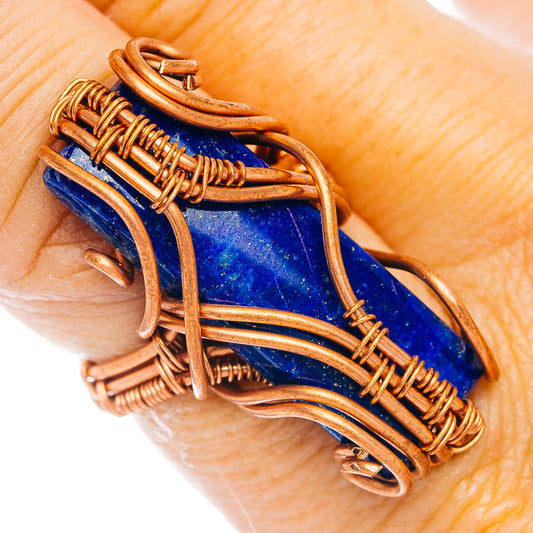 Lapis Lazuli Wire Wrap Ring Size 6.25 (Copper)