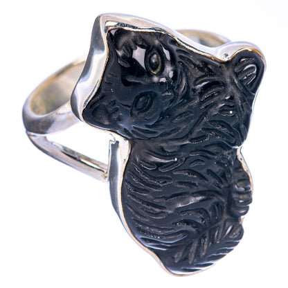Black Onyx Cat Ring Size 7.75 (925 Sterling Silver) R144550