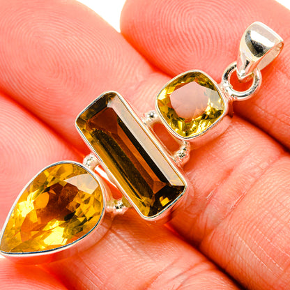 Faceted Citrine 925 Sterling Silver Pendant 2" (.925 Sterling Silver)