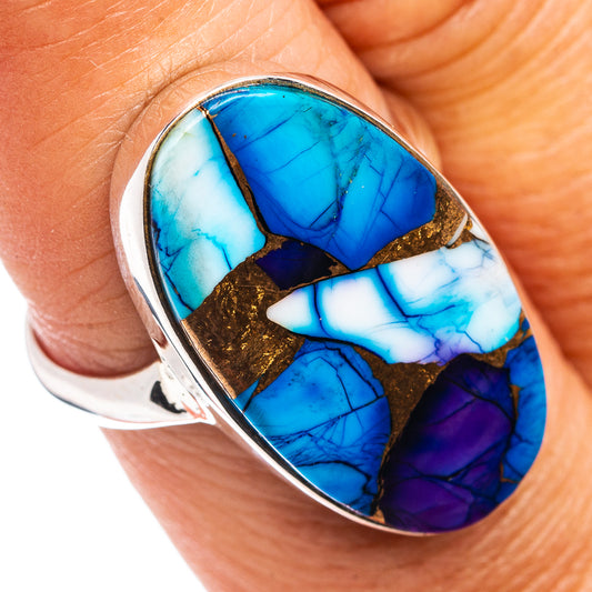 Premium Purple Dahlia Turquoise Ring Size 8 Adjustable (.925 Sterling Silver)