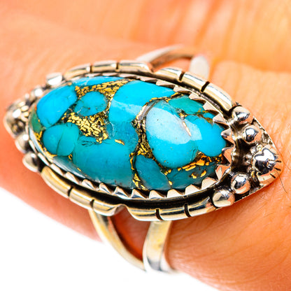 Blue Copper Composite Turquoise Ring Size 7.5 (925 Sterling Silver) RING138520