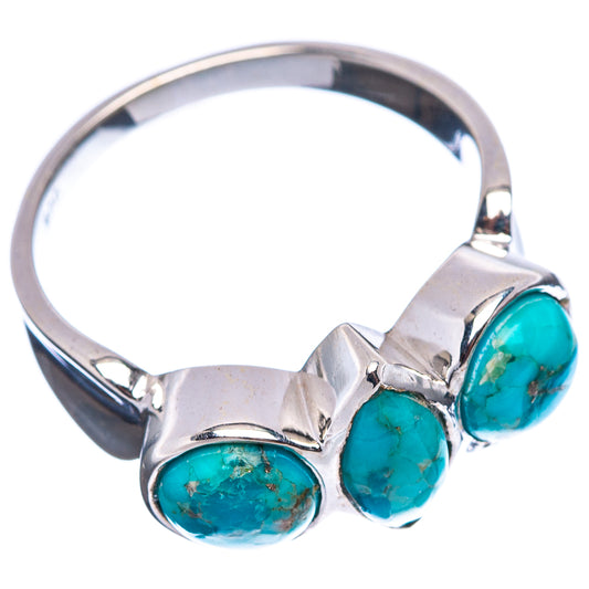 Sterling silver turquoise ring with three oval cabochons on an open band, size 6
